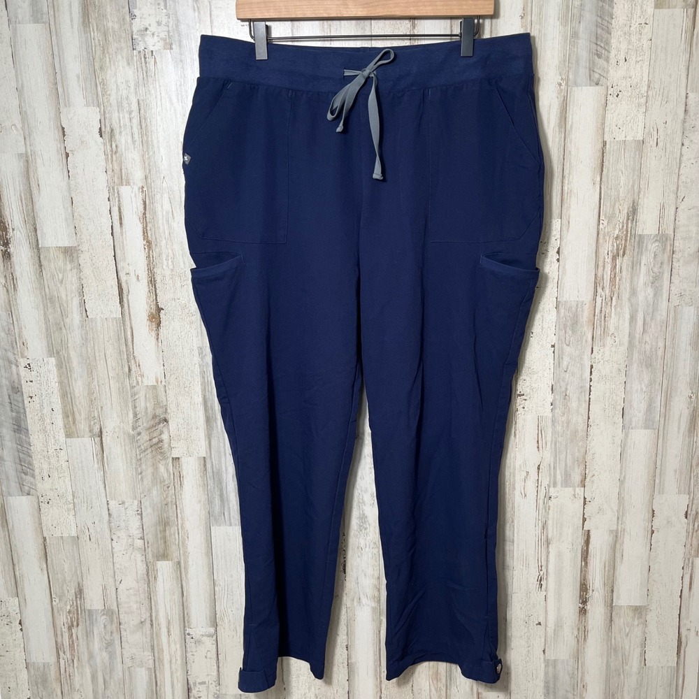 Figs Cordoba Navy Side Cargo Drop Pockets Snap Button Scrub Pants Womens‎ XXL